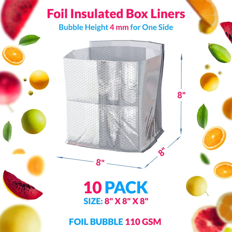 ABC PACK & SUPPLY Insulated Food Storage Container - 8 x 8 x 8 inches, 10 Pack Silver, Metallic Style, Leakproof for Frozen Fish, Meat - Image 2